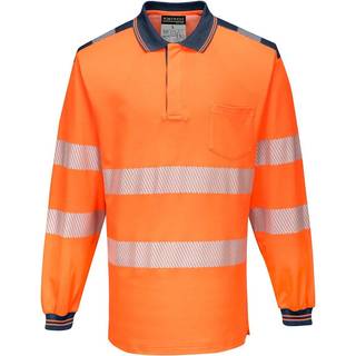 PW3 Hi-Vis langærmet polo - Orange/Marine (Størrelse: 4XL)