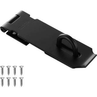 JQK 5-tommer dørhasp-lås, 304 rustfrit stål, mat sort, Sikkerhed Packlock C med skruer