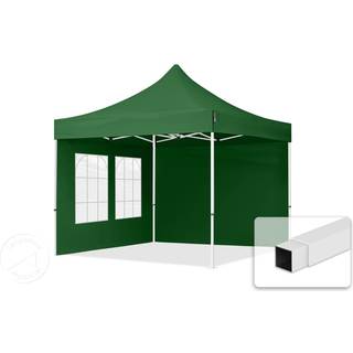 3x3m, stål, easy-up-pavillon, 2 sidedele, mørkegrøn - (59038)