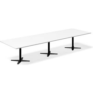 Konferencebord DNA, Hvid 3800x1200 mm rektangulært, Sort understel
