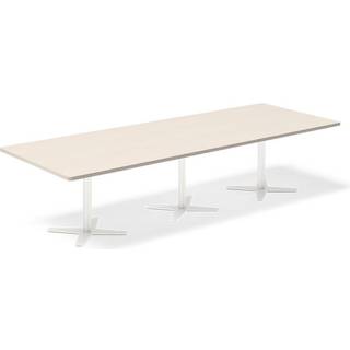 Office konferencebord rektangulært 320x120cm birk med hvidt stel