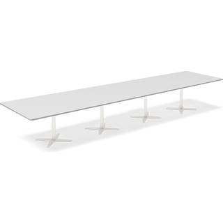 Konferencebord DNA, Lysgrå 5000x1200 mm rektangulært, Hvid understel