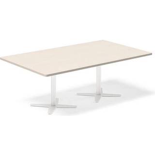 Konferencebord DNA, Birk 2000x1200 mm rektangulært, Hvid understel