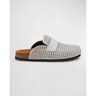 JW Anderson Crystal-embellished suede slippers - white - EU 42