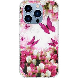 iPhone 14 Pro Fleksibel Plastik Bagside Cover - Dansende Sommerfugle