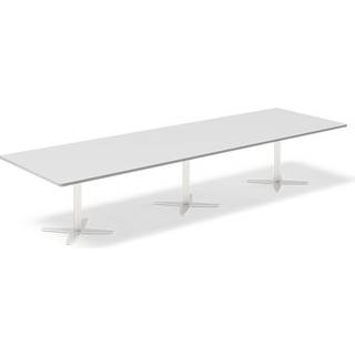 Konferencebord DNA, Lysgrå 3800x1200 mm rektangulært, Hvid understel