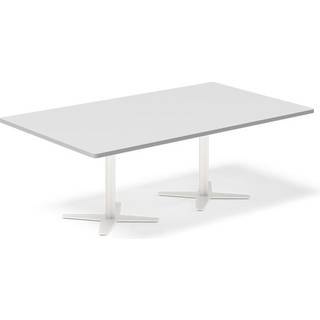 Konferencebord DNA, Lysgrå 2000x1200 mm rektangulært, Hvid understel
