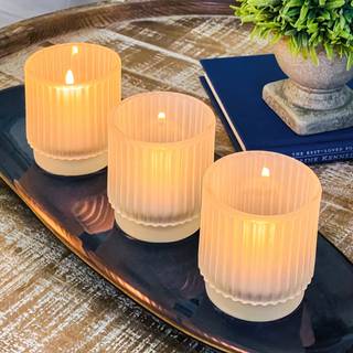 Vintage Ribbed Frostet Glass Tealight Votive Candleholdere af Kate Aspen (S?t af 6) Rustik udsmykning Boho Dekorhylde Dekoration Klassisk look |