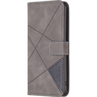 iPhone 14 Pro Flip Læder Cover m. Pung - Geometrisk Mønster - Grå