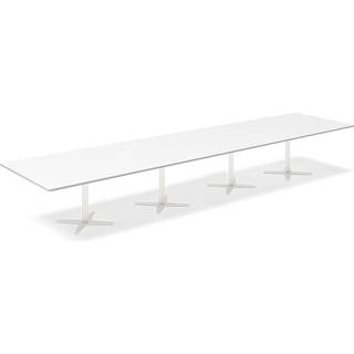 Office konferencebord rektangulært 500x120cm hvid med hvid stel
