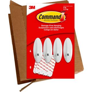 Kommando store trådkroge 4 kroge 8 Kommandostrimler holder op til 5 lb skader gratis hængende vægkroge med klæbende strimler ingen værktøjer til