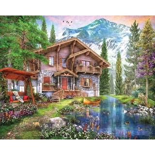 White Mountain Chalet 1000 Piece Jigsaw Puzzle Scenic Landscape Spring Puzzles för vuxna och familj