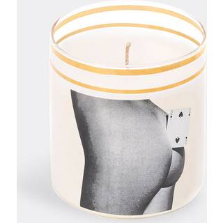 Seletti Candlelight And Scents - 'Two of Spades' candle in WHITE/GOLD/GREY BOROSILICATE GLASS/NATURAL WAX