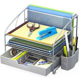 Simple Houseware Desk Organizer 3 Bakke WSLIDING -skuffe Hanging File Holder og Pen Holder tilbeh?r S?lv