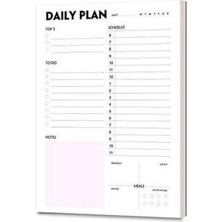 Daily Planner Notepad - A5 Kalender Scheduler Organizer med prioritet til Do List -aftaler Bemærkninger Måltider og vandindtag tracker 50 Udatere