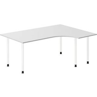 Office skrivebord højrevendt 180x120cm lys grå med hvidt stel