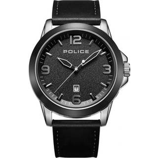 Police Cliff Multi Function Black Leather Strap Watch - W44100