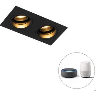 Smart indbygget spotlight sort rektangulær justerbar inkl. 2 WiFi GU10 - Chuck