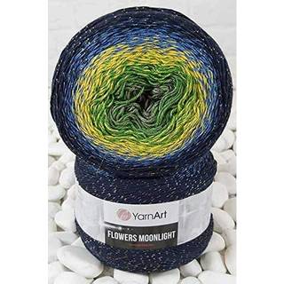Yarnart Flowers Moonlight Glitter Cotton Yarn Soft Rainbow Crochet Metallic Lurex Handknit Shiny Silvery Cake Multicolor Cotton 1 Skein Weight 9.