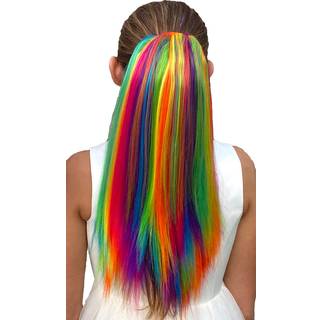 Mit hår Popz Deluxe Synthetic Fiber Ponytail Hair Extensions | Varme- og flokresistent farvede hårforlængelser til børn | Let at fastgøre hesteha