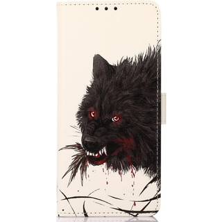 iPhone 13 Pro Max Læder Flip Cover m. Kortholder - Blodig Ulv