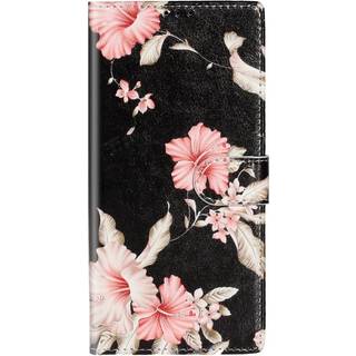 Samsung Galaxy S20 Pink Flowers Cover m. Kortholder - Sort / Lyserød