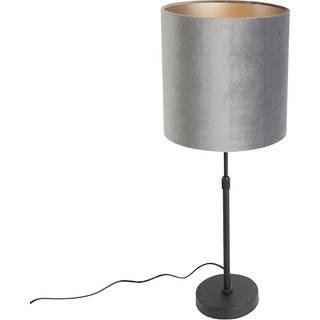 Moderne bordlampe sort stofskærm grå 25 cm justerbar - Parte