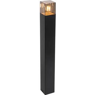 Stående udendørslampe sort 70 cm IP44 med røgglas - Danmark