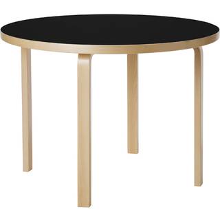 artek Aalto 90A Rundt Bord Birk/Sort Linoleum