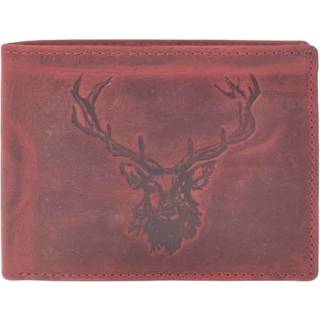Geldbörse Leder 12x9cm mit Hirsch "Vintage" antikrot 1705-RS-26 | Greenburry.de