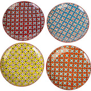 POLSPOTTEN Tableware - 'Hippy Side' dinner plate, set of four in multicolor Ceramic