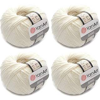4 Skeins Yarnart Jeans 55% Bomuld 45% Akrylgarn Blanding Tråd Hæklet Håndstrikning Kunst Mel på 4SKN 200 Gr 696 yds (3-CREAMe)
