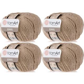 4 Skeins Yarnart Jeans 55% Bomuld 45% Akrylgarn Blend tr?d H?kling H?ndstrikkekunst Lot af 4SKN 200 Gr 696 yds (48-beige)