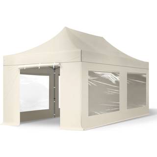 3x6m, stål, easy-up-pavillon, 4 sidedele, creme - (600072)