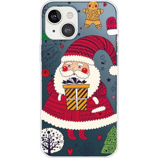 iPhone 14 Plus Fleksibelt Plast Jule Bagside Cover - Julemand Med Gave
