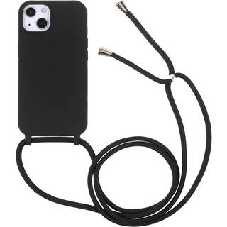 iPhone 13 Mini Fleksibelt Plastik Bagside Cover m. Snor / Strop - Sort