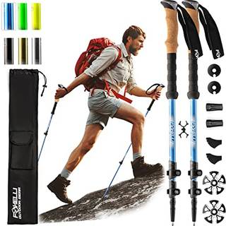 Foxelli Trekking Poles 2-Pc Pack sammenfoldelig letv?gts vandreture St?rke fly Aluminium Justerbare vandrest?nger med naturlige korkgreb og 4 s?s