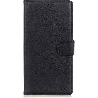 iPhone 13 Pro Max Litchi Læder Flip Cover m. Pung - Sort
