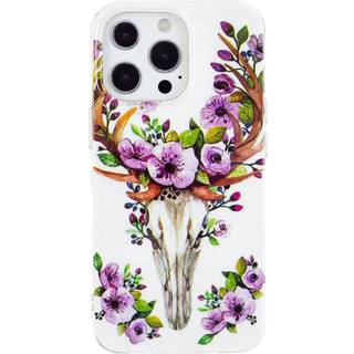 iPhone 14 Pro Fleksibelt TPU Plast Bagside Cover - Blomsterhjort