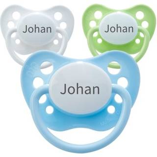 Nip Classic, Str. 2 (6+ Mdr.), Symmetrisk - Silikone, Sutter Med Navn , 5-pak