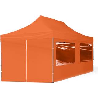 3x6m, aluminium, easy-up-pavillon, 4 sidedele, orange - (59029)