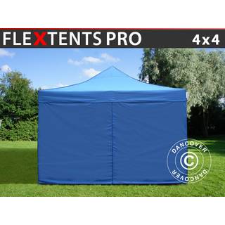 Foldetelt FleXtents Easy up pavillon PRO 4x4m Blå, inkl. 4 sider