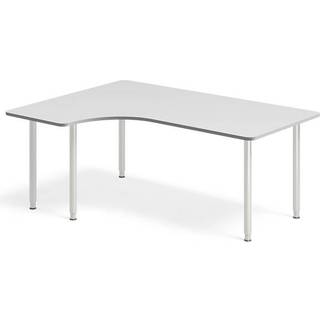 Office skrivebord venstrevendt 180x120cm lys grå med alugråt stel