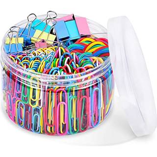 Bindemiddelklip Papirklip Sopito 300PCS Farvede kontorklip s?t med papirklemmer Paperclips Rummib?nd til kontor- og skoleartikler Assorterede st?