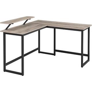Vasagle Computer Desk, L-formet Writing Workstation, Industrial Corner Desk med Monitor Stand, til hjemmekontorstudie og spil, rumbesparelse, let saml