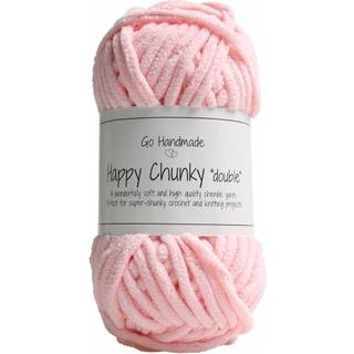 Go Handmade Happy Chunky Double 17882 Lyserød Indhold:100% Polyester Vægt/længde:50 g = 33 m Anbefalede pinde:6-10 mm Kan maskinvaskes på maks. 40°C / Tørres fladt.