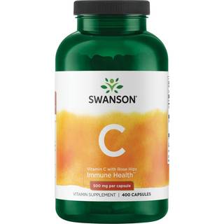 SWANSON C-vitamin 500 mg + vilde roser 400 kapsler