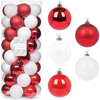 Hver dag er julepynt, der er knustfast juletræ ornament sæt julekugler dekoration 50 tælling (2.24 """"/57 mm rød hvid)