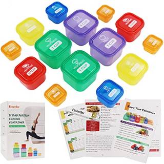 Finorder 21 dages portionskontrolcontainerkit (14-delt) med komplet guide BPA gratis maddel container sæt til måltid prep 21 dages tabe vægtsyste