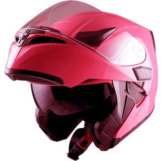 1Storm Motorcykel Modul?r fuld ansigtshjelm Flip op Dual Visor Sun Shield: HB89 Glank Pink